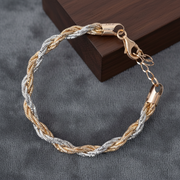 Rose Gold & Silver Braided 925 Sterling Silver Bracelet