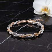 Rose Gold & Silver Braided 925 Sterling Silver Bracelet