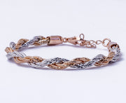 Rose Gold & Silver Braided 925 Sterling Silver Bracelet