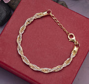 Rose Gold & Silver Braided 925 Sterling Silver Bracelet