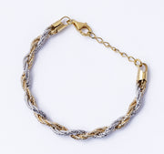 Gold & Silver Braided 925 Sterling Silver Bracelet