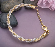 Gold & Silver Braided 925 Sterling Silver Bracelet