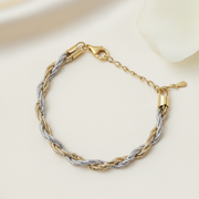 Gold & Silver Braided 925 Sterling Silver Bracelet