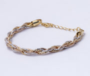 Tri-Color Braided 925 Sterling Silver Rope Bracelet