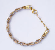 Tri-Color Braided 925 Sterling Silver Rope Bracelet