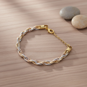 Tri-Color Braided 925 Sterling Silver Rope Bracelet