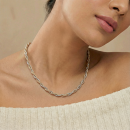 Two-Tone Twisted Rope Necklace - Silver & Gold Plated