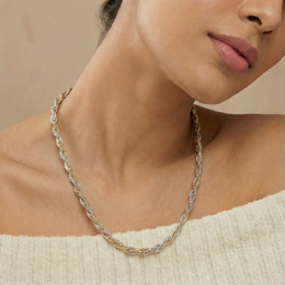 Elysian Two-Tone Braided 925 Sterling Silver Necklace