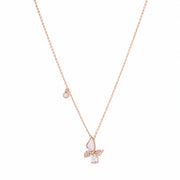 Rose Gold Butterfly Drop Necklace