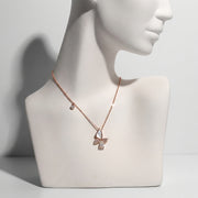 Rose Gold Butterfly Drop Necklace