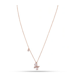 Rose Gold Butterfly Drop Necklace