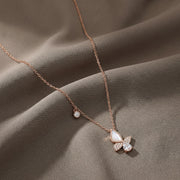 Rose Gold Butterfly Drop Necklace