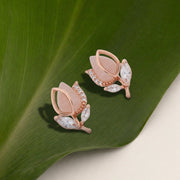 Blush Leaf Crystal Earrings