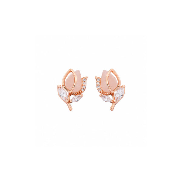 Blush Leaf Crystal Earrings