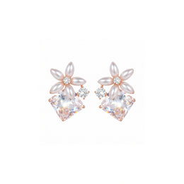 Blush Floral Crystal Earrings