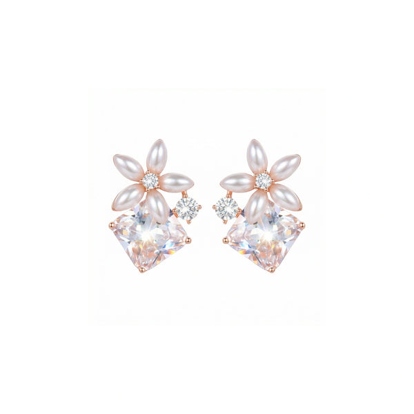 Blush Floral Crystal Earrings