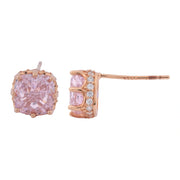 Blush Cushion Crystal Stud Earrings