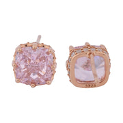 Blush Cushion Crystal Stud Earrings