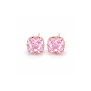 Blush Cushion Crystal Stud Earrings