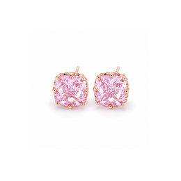 Blush Cushion Crystal Stud Earrings