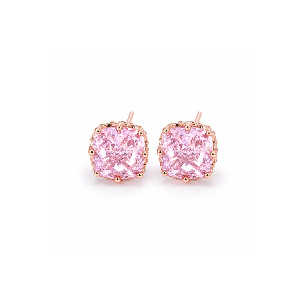 Blush Cushion Crystal Stud Earrings