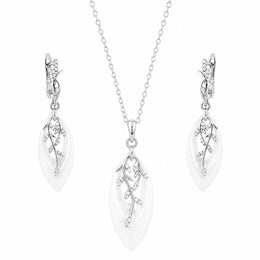 Moonlit Leaf Drop Jewelry Set
