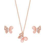 Rose Blush Butterfly Pendant Set