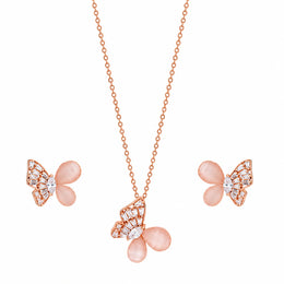 Rose Blush Butterfly Pendant Set