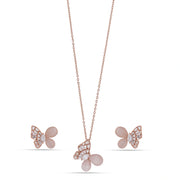 Rose Blush Butterfly Pendant Set