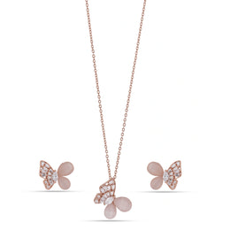 Rose Blush Butterfly Pendant Set