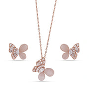 Rose Blush Butterfly Pendant Set