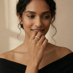 Rose gold marquise crystal eternity ring with sparkling stones and elegant luxury design for women
