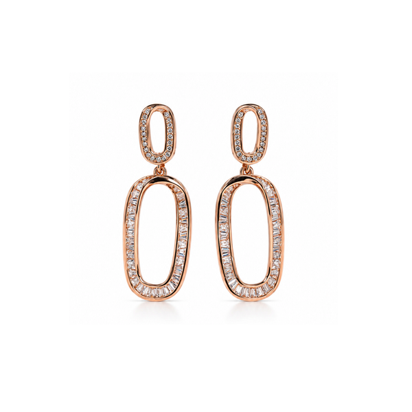 Rose Gold Oval Drop Earrings