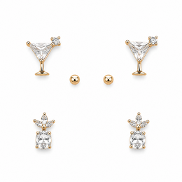 Golden Spark Stud Earring Set