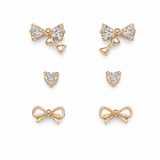 Golden Bow Trio Stud Earrings